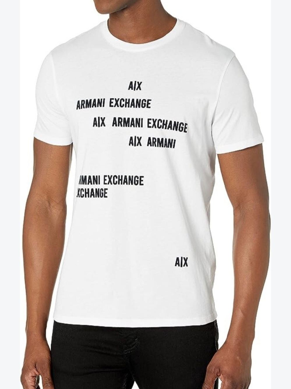Armani Exchange White T-Shirt with Black Logo Text